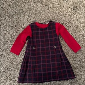 Stylish Red and Navy Plaid Kids Dress & shirt 2 piece